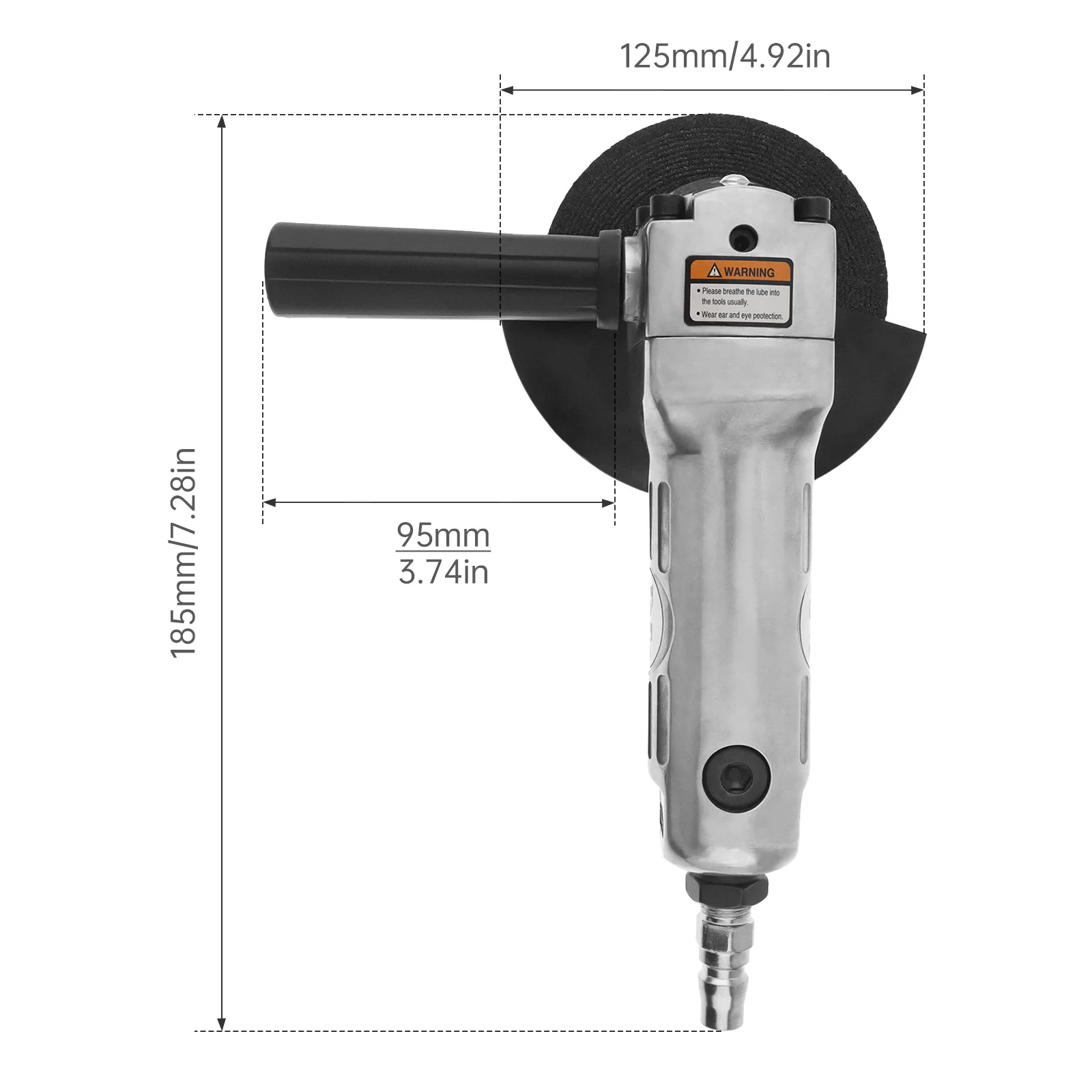 4 Inch High-speed Pneumatic Angle Grinder with Disc Polished Piece and PVC Handle for Machine Polished / Cutting Tools