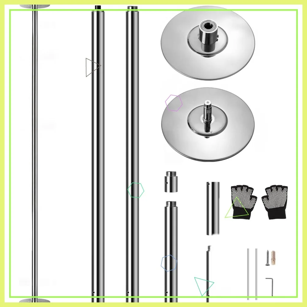 

Портативная танцевальная палка 45 мм, регулируемая высота 82-108 дюймов, сверхпрочная сталь для домашнего спортзала и фитнеса