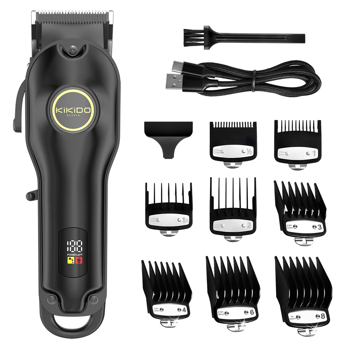 KIKIDO Electric Hair Clipper Professional Cordless Hair Trimmer For Men Rechargeable Beard Hair Cutting Machine With LCD KK-1987