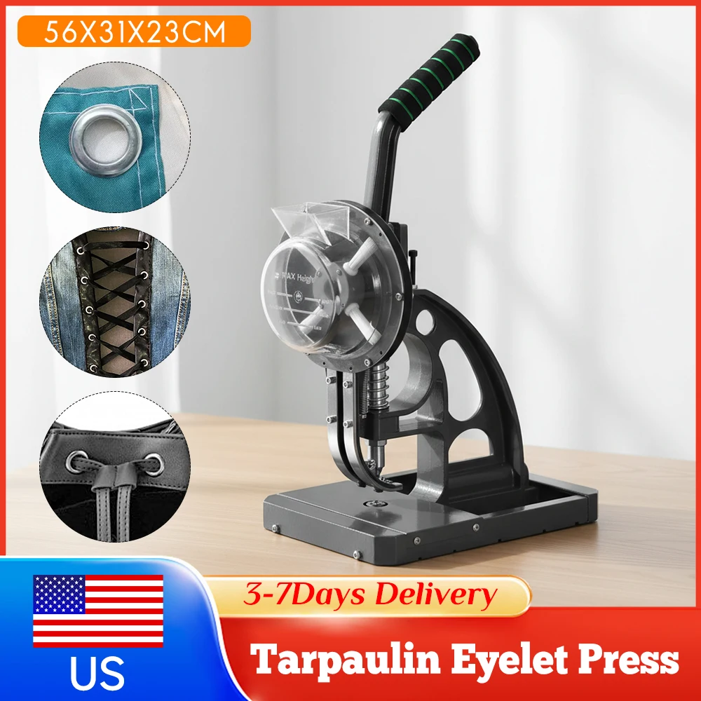 

Heavy Duty Semi-Automatic Eyelet Grommet Machine 8mm Hole Punch Press for Banners Tarps Fabric Leather DIY Projects Accessories