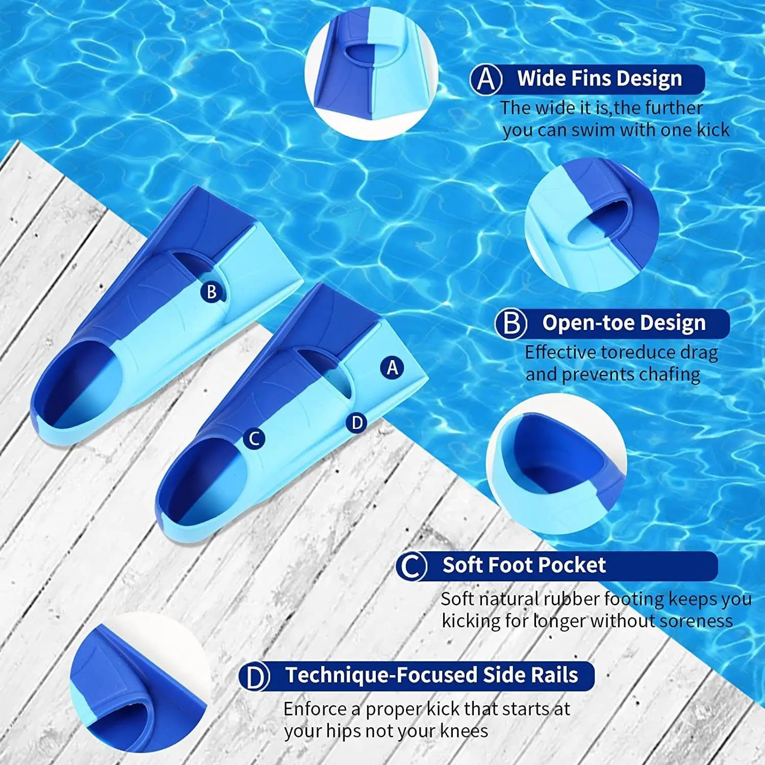 Swim Training Fins Silicone Professional Scuba Diving Fins Short Men women Snorkel Swimming Fins Kids Flippers Equipment Set