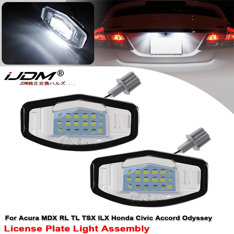2 luces LED blancas de xenón para matrícula, compatibles con Acura MDX RL TL TSX ILX y Honda Civic Accord Odyssey
