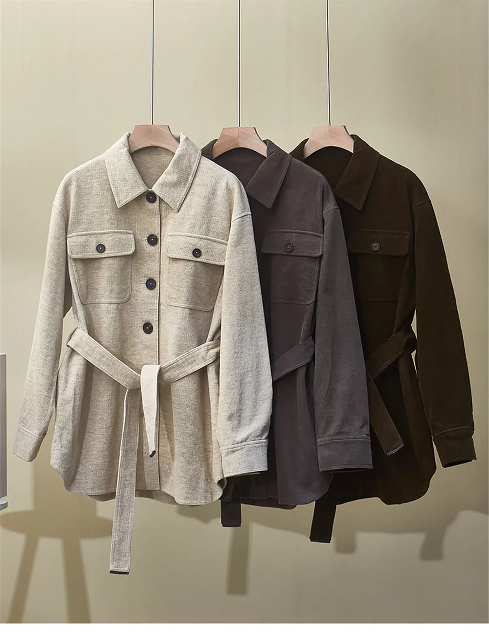 

25. зимняя новая ветровка, сверхпрочная свободная рубашка с лацканами на талии, рубашка из смешанного хлопка, женский кардиган, пальто