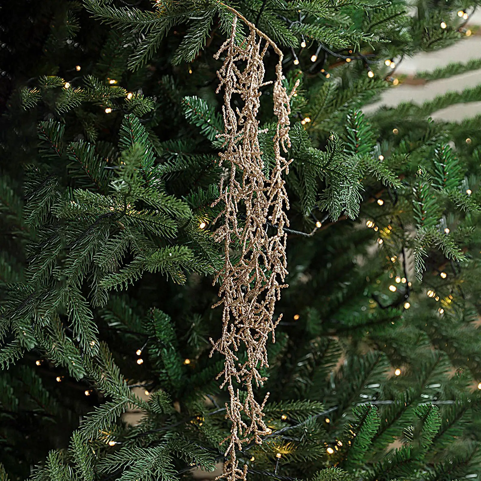 Christmas Tree Filler Stem Branches Glitter Garland Christmas Picks For Crafts For Indoor Holiday Winter Fall Mantle Outdoor