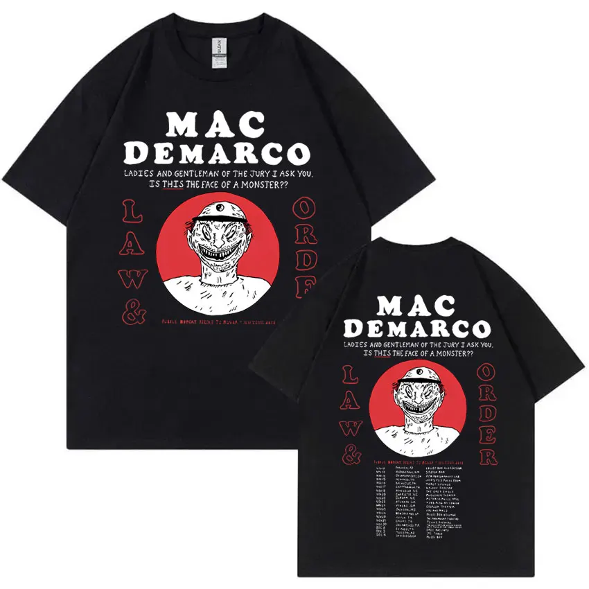 

Singer Mac Demarco Law & Order Double Sided Print T-shirt Men Women Fashion Vintage Oversized Tshirt Men's Casual Cotton T Shirt