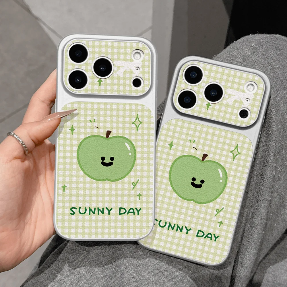 Phone Case For iPhone 18 17 16 15 14 13 11 12 Pro Max Cases Kawaii Smiley Green Fruits Shockproof With A Bracket Fundas - view 5