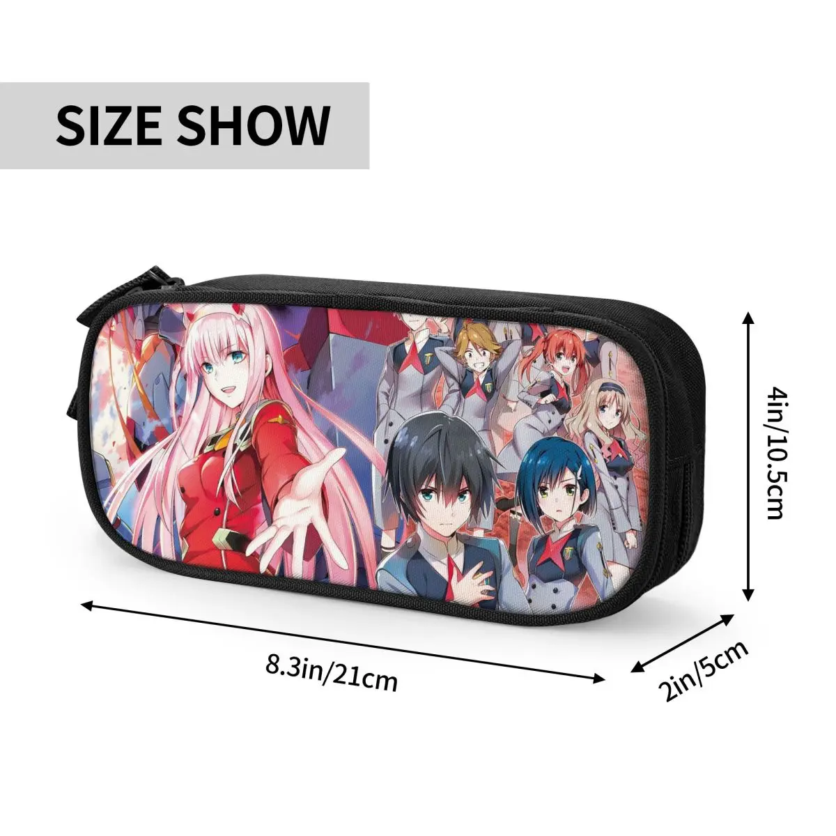 Darling in the franxx anime lápis casos clássico zero dois hiro ichigo caneta caixa sacos crianças escritório cosméticos lápis