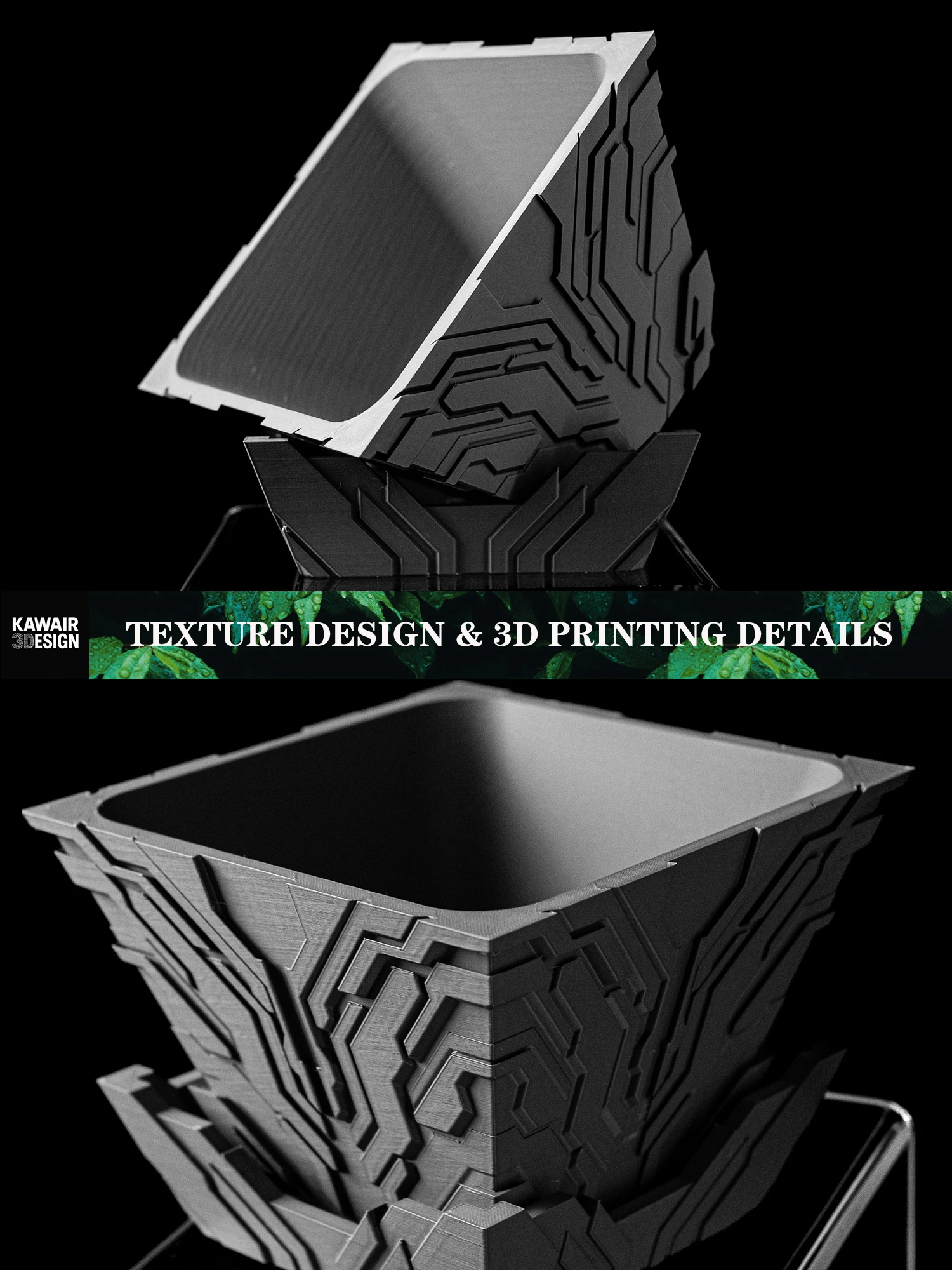 Pot de fleurs moderne et minimaliste imprimé en 3D - Pot de fleurs biodégradable pour la décoration intérieure, cadeau durable et écologique (Uplink)