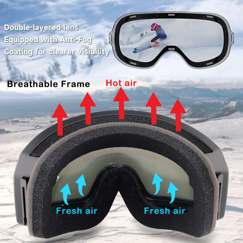 男性と女性のための防曇スキーゴーグル、スノーモービル用マスク、ダブルレンズ、uv400メガネ、スノーボードアクセサリー、冬