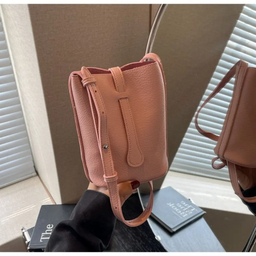 Effen Kleur Zacht Pu Lederen Crossbody Tas Slot Gesp Verstelbare Schouderbanden Emmer Tas Elegante Handtas Voor Dames Meisjes