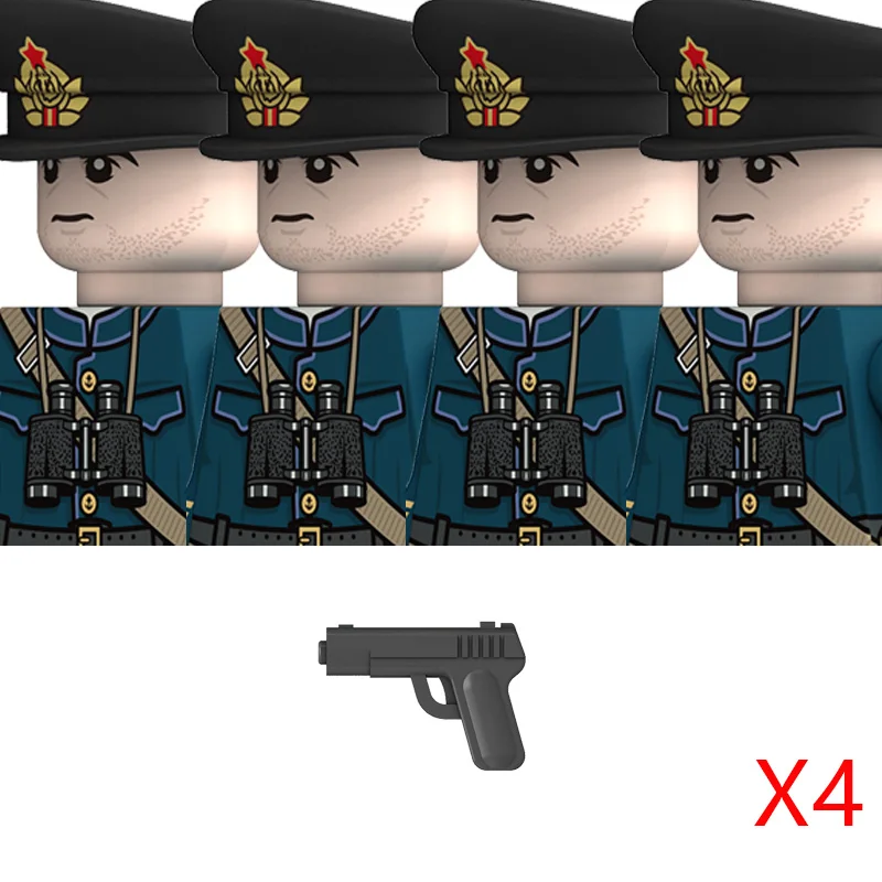 WW2 Military Navy Serie Soldat Figuren Bausteine Sowjetunion Krieger Infanterie Offizier Gedruckt Helm Ziegel Spielzeug Geschenke