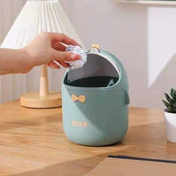 Mini Desktop Trash Can With Lid Portable Cute Cartoon Trash Bin Bedroom Organizer Office Car Small Trash Can Stationery Storage