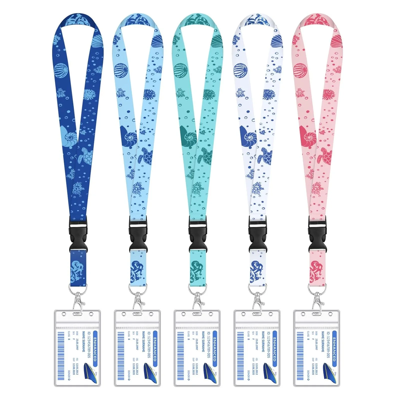  Ocean Themed Lanyard With Id Card Holder Sea Turtle Badge Lanyard For Nurses Teachers Hanging Healthcare Workers