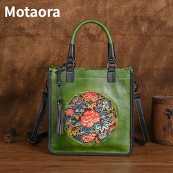 Motaora 2024 neue Retro geprägte Handtaschen für Frauen Luxus Designer Handtasche Echt leder große Kapazität Damen Umhängetaschen