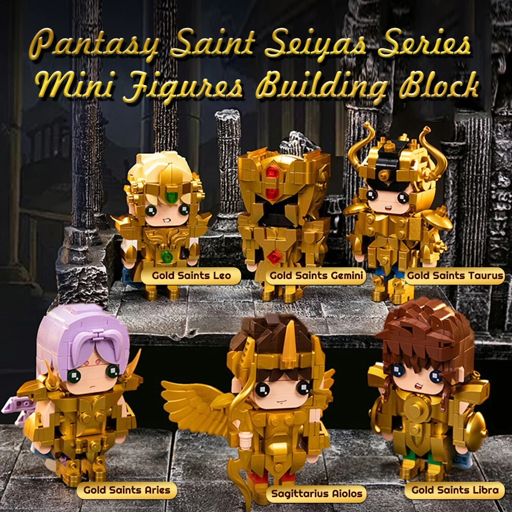 Movie MOC Pantasy Gold Saints Taurus Golden Warrior Gold Athena Gold Leo Gold Libra Model Building Blocks Brick Puzzle Toys