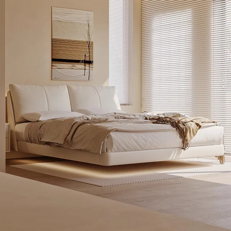Wabi Sand Wind  Tatami Bed Modern Simple 2m x 2m 2 Master Bedroom Leather Art Italian Minimalist Double Bed