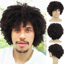 Syntetyczna Peruka Afro Mężczyźni Brązowe Krótkie Włosy Kręcone Peruki Męskie Naturalne Frytyki Włosów Cool Colly Afroamerykanka Peruka dla Mężczyzny Kostium Chłopaka