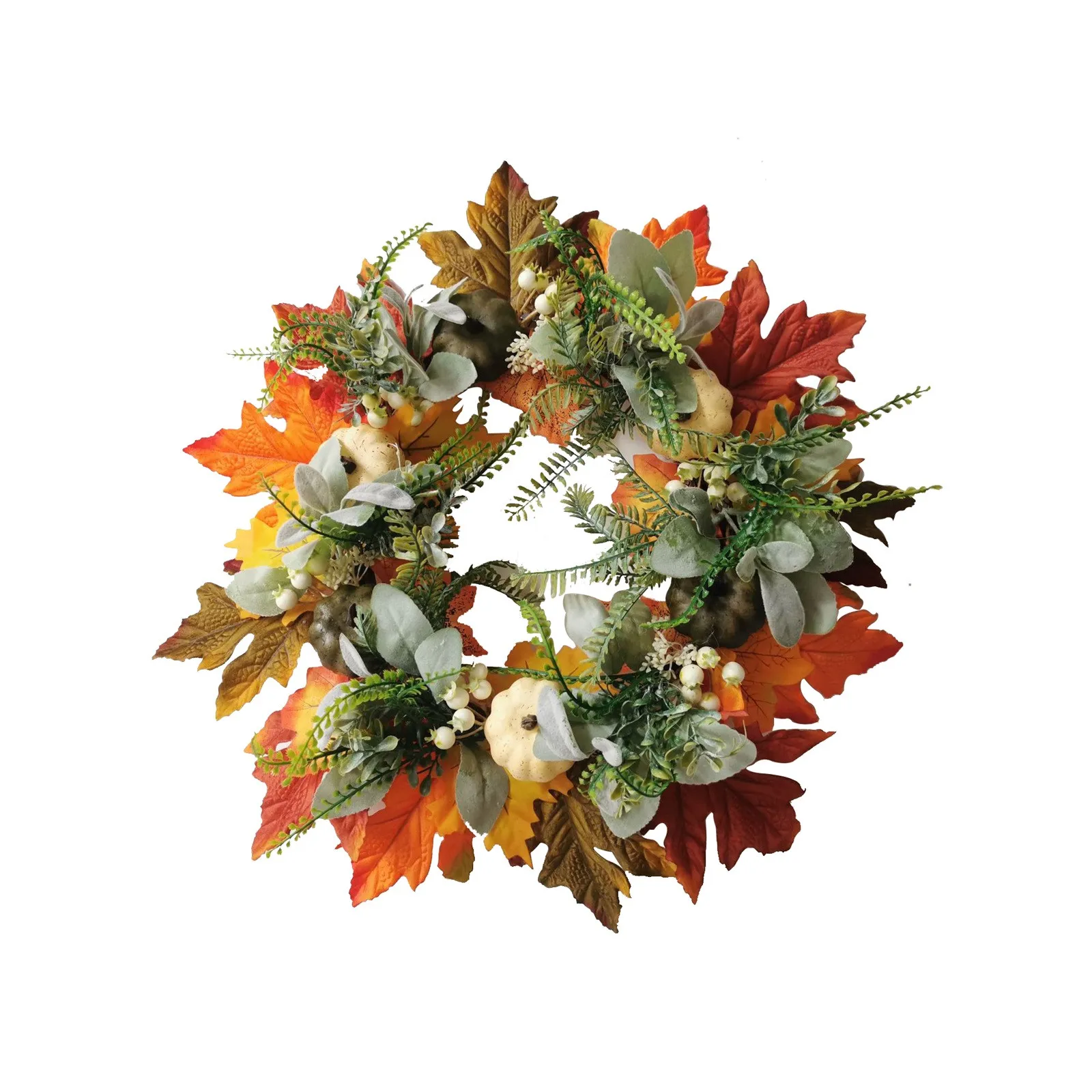 

Maple Leaf Pumpkin Wreath Artificial Wreath Halloween Thanksgiving Garden Door Decor Pendant Autumn Harvest Courtyard Garland