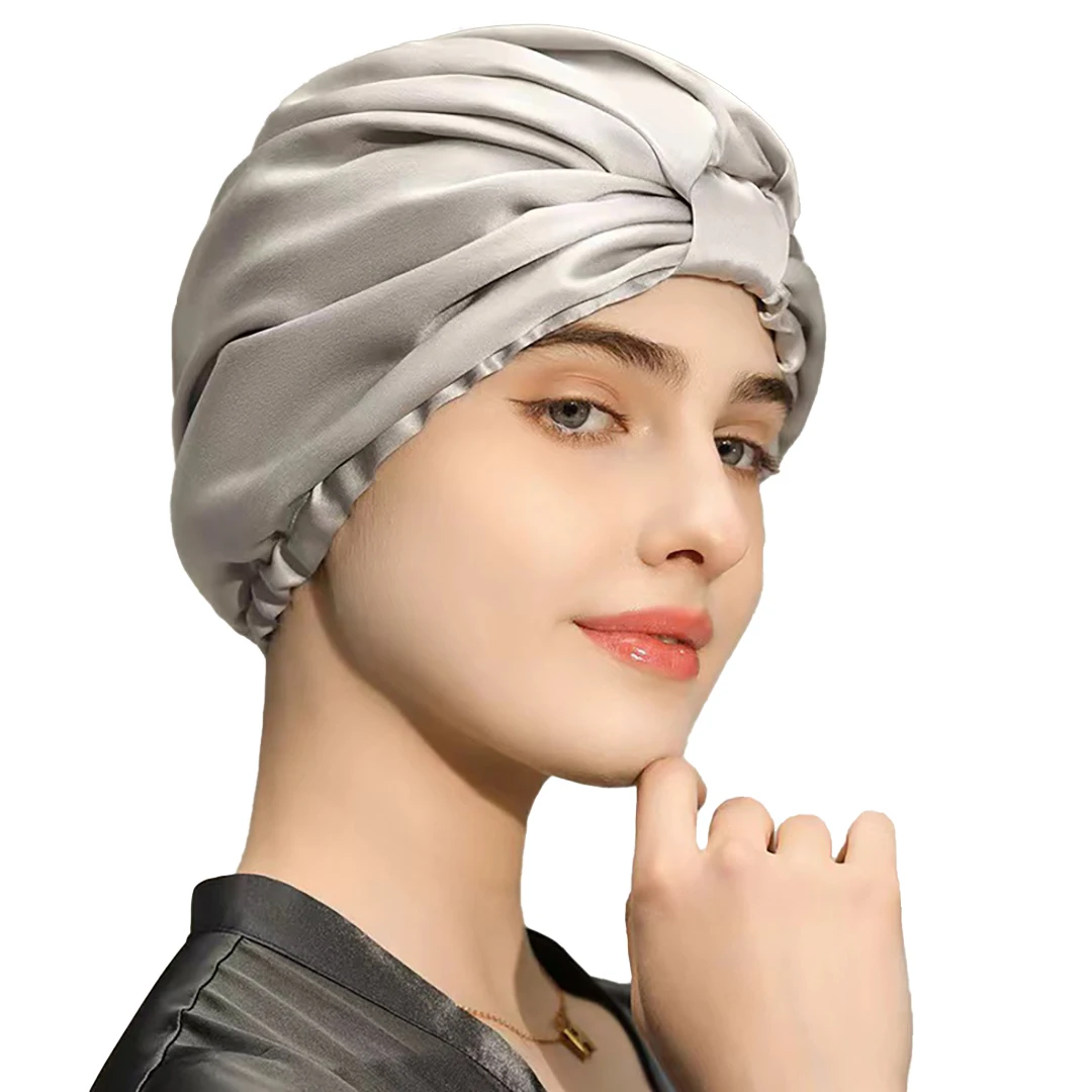 Luxury Mulberry Silk Sleep Bonnet Natural Pure Silk Turban for Women Anti Frizz Hair Care Protection Night Cap Soft Sleep Hat