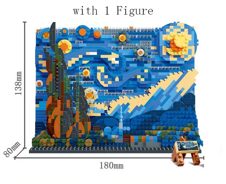 Micro Starry Night Great Wave off Kanagawa Block Painting DIY Diamond Building Brick Toy Christmas Gift Home Decor