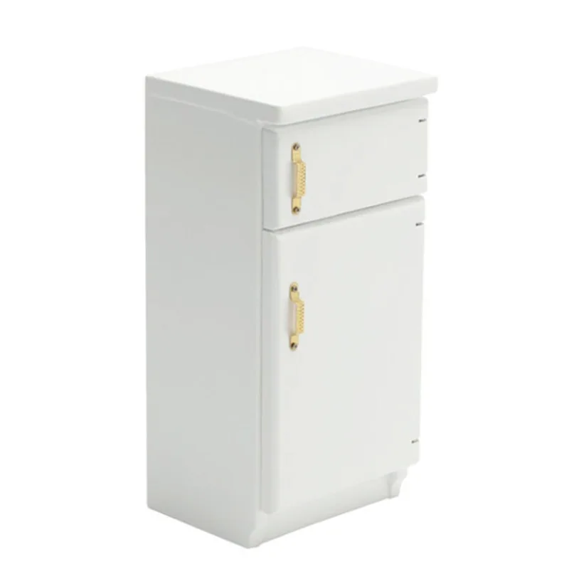 Miniaturowe modele mebli w skali 1:12, scena kuchenna do domku dla lalek, biała lodówka, ozdoba do domku dla lalek, akcesoria, prezenty dla dzieci.