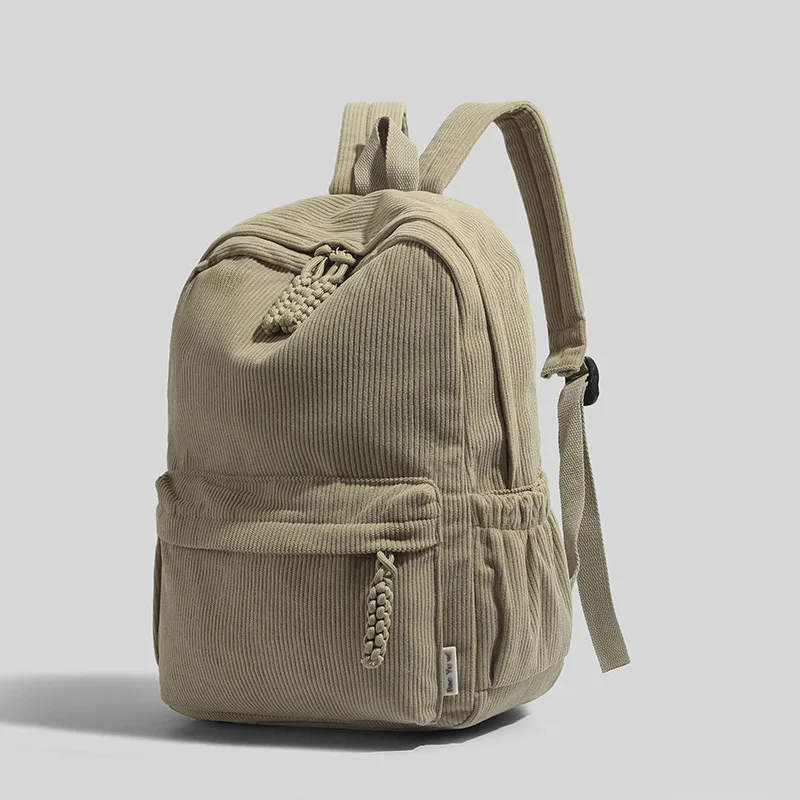 Neutral Corduroy Backpack Large Capacity Backpacks Stylish Versatile Color Options Casual Daypack for Daily Use School or Travel