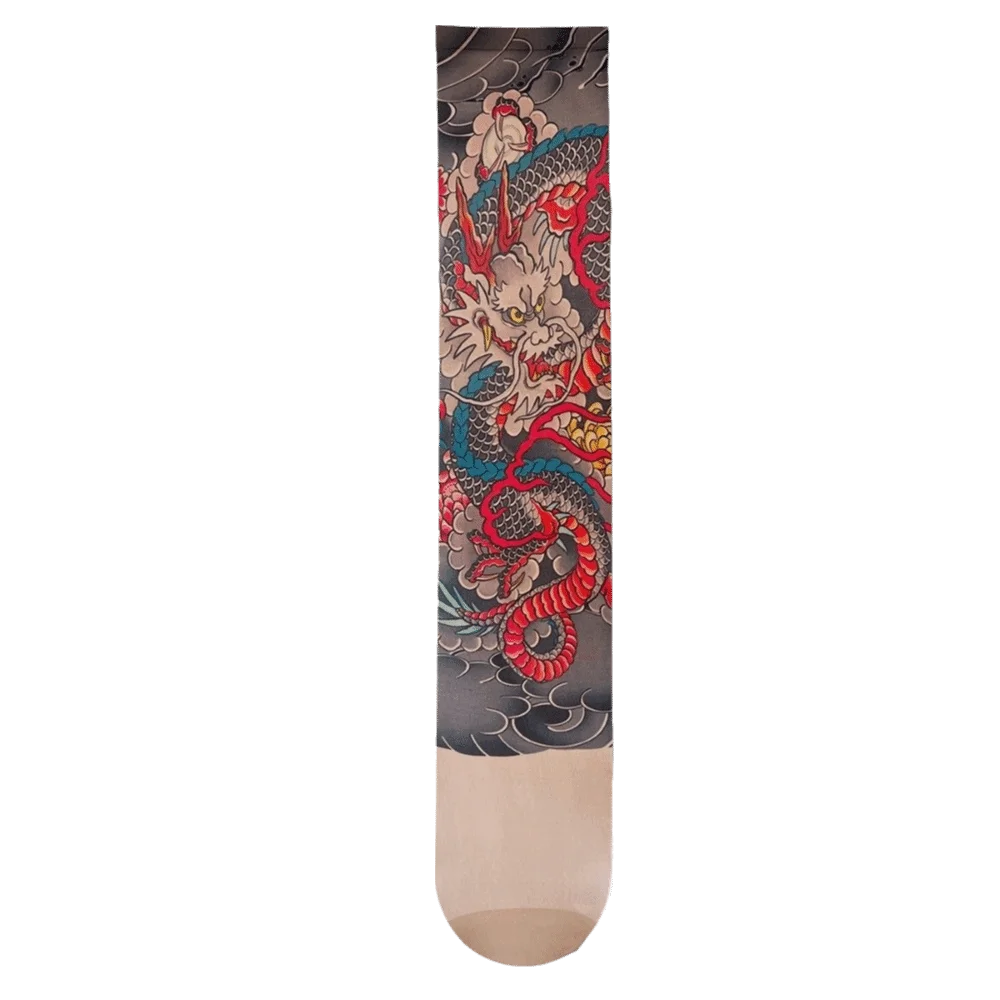 1pc Fashion Sexy Women's Printed Thigh Socks Terrifyin Perspective Single-leg Socks Fake Tattoo Mesh Single-tube Socks Summer