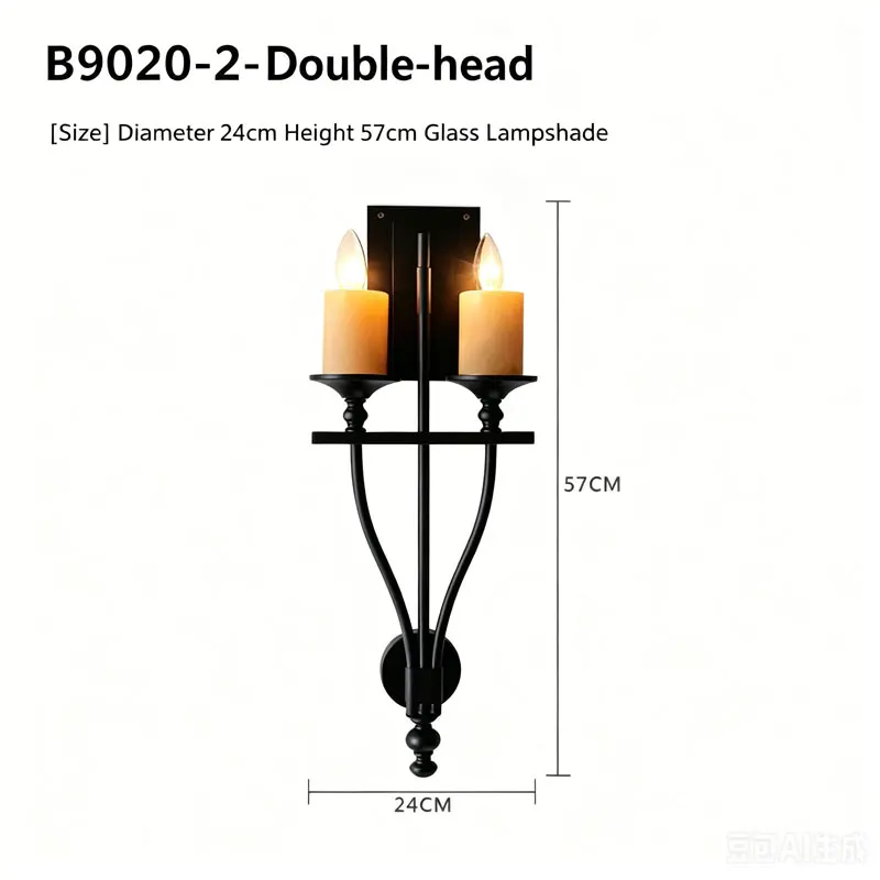 American Retro Vintage Marble Wall Lamp Living Room Dining Room Bedside Aisle Bedroom Hotel Corridor Double Head Wall Lamp
