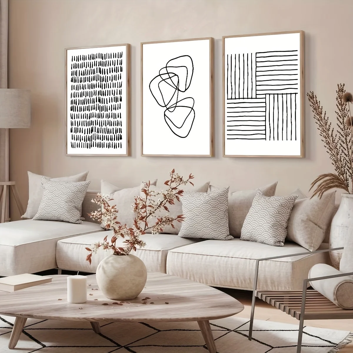 3pcs/set Black and White Line Abstract Canvas Print Poster Modern Minimalist Gallery Art Print Living Room Home Decor Art Poster