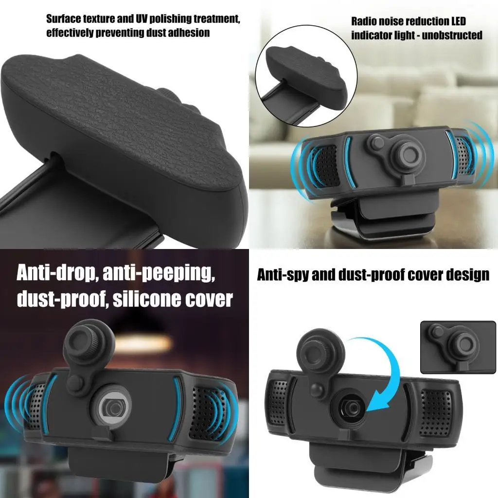 R53C Snugly Fit Silicone Case For C920x HDPro Webcam/C920PRO/C922x Featuring Builts In Camera Privacy Cover Dust Protections