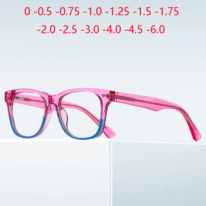 Transparent Pink Frame Oval Myopia Glasses For Children Boy Girl Teenager Shortsighted Prescription Glasses 0 -0.5 -0.75 To -6.0
