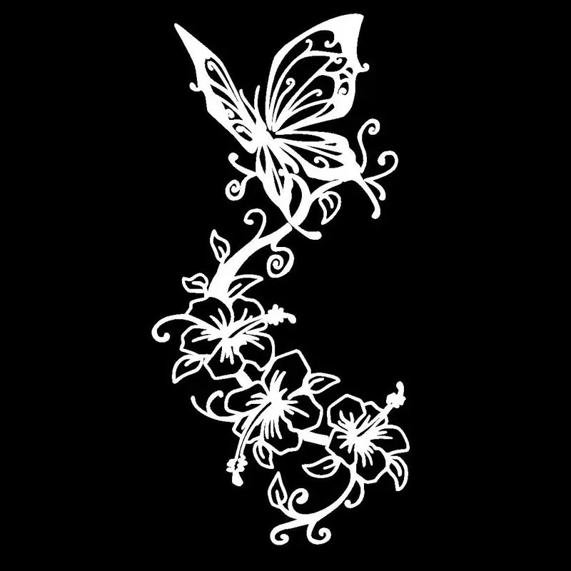 Car Stickers Exquisite Butterfly Flower Vinyl Stickers Car Motorcycle Bumper Rear Window Body Decoration Decals,18cm*9cm