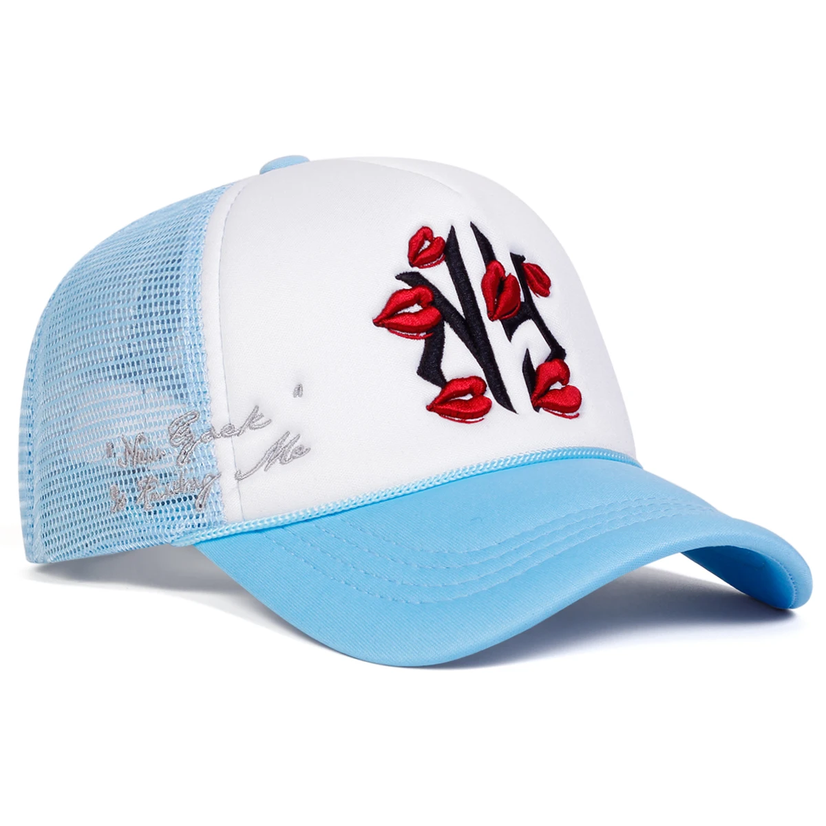 Unisex Letter Lips Embroidery Baseball Net Caps Spring and Summer Outdoor Adjustable Casual Hats Sunscreen Hat