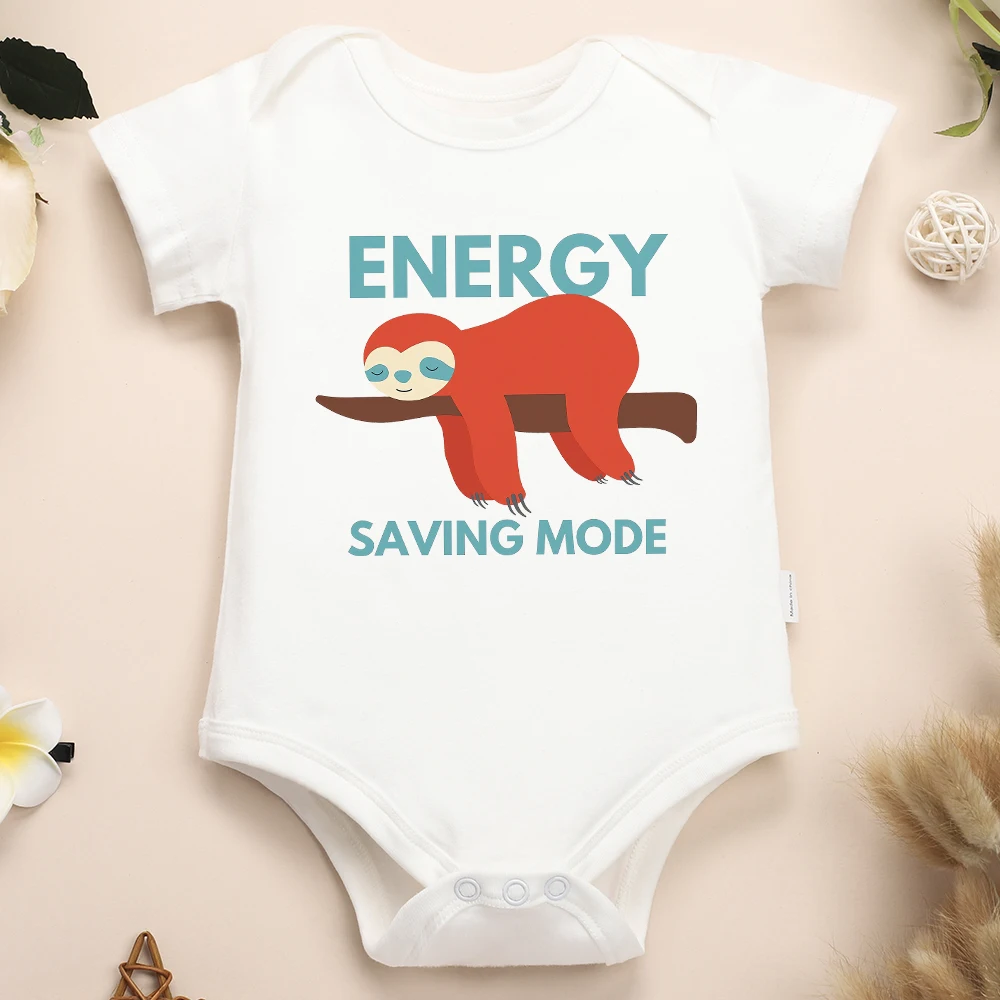 

Cute Cartoon Newborn Clothes Energy Saving Mode Funny Baby Boy Girl Onesies Pajamas Cotton Comfy Soft Home Toddler Bodysuits