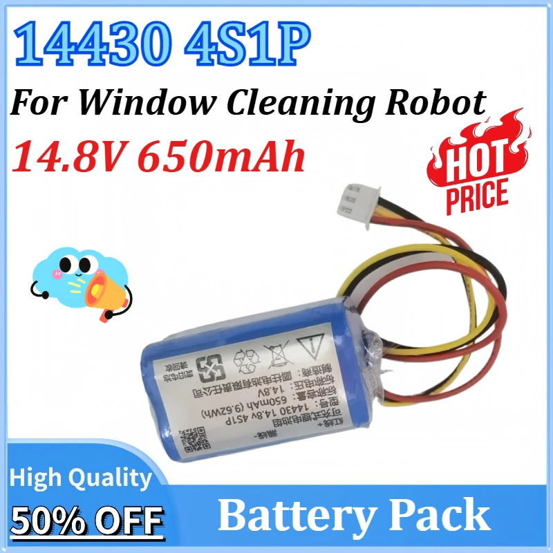 

14430 4S1P 14.8V 650mAh 9.62Wh for Window Cleaning Robot Rechargeable Lithium Battery Pack