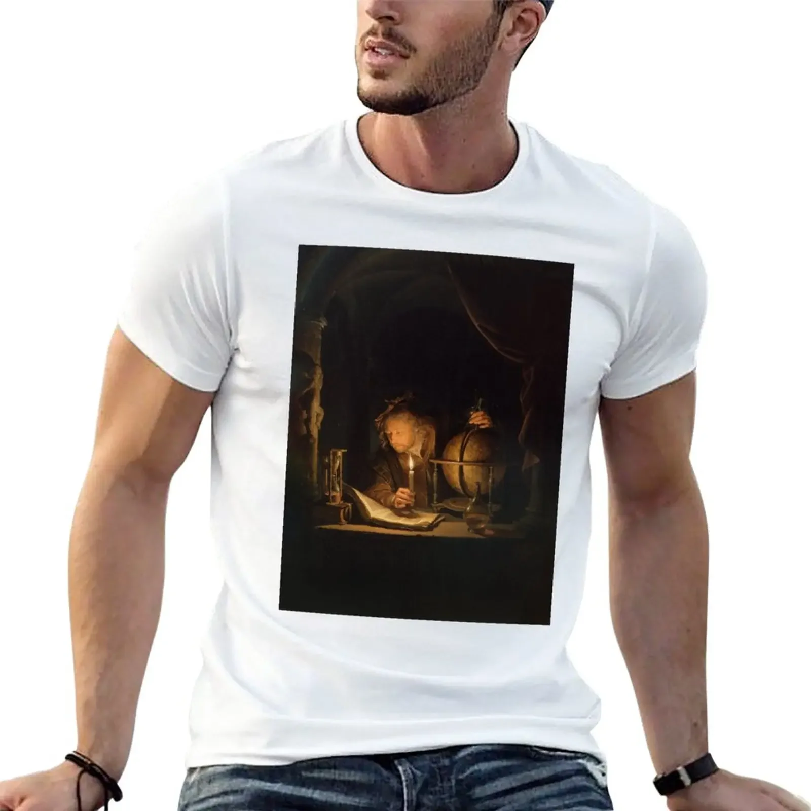 New Astronomer by Candlelight Gerrit Dou 1659 Renaissance Art T-Shirt essential t shirt shirts graphic men t shirts