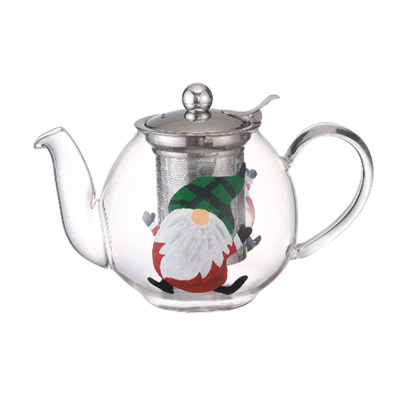 

London Pottery 1000ML Santa Claus teapot glass matcha tea pot tetra infuser kettle maker coffeeware for girlfriend with strainer
