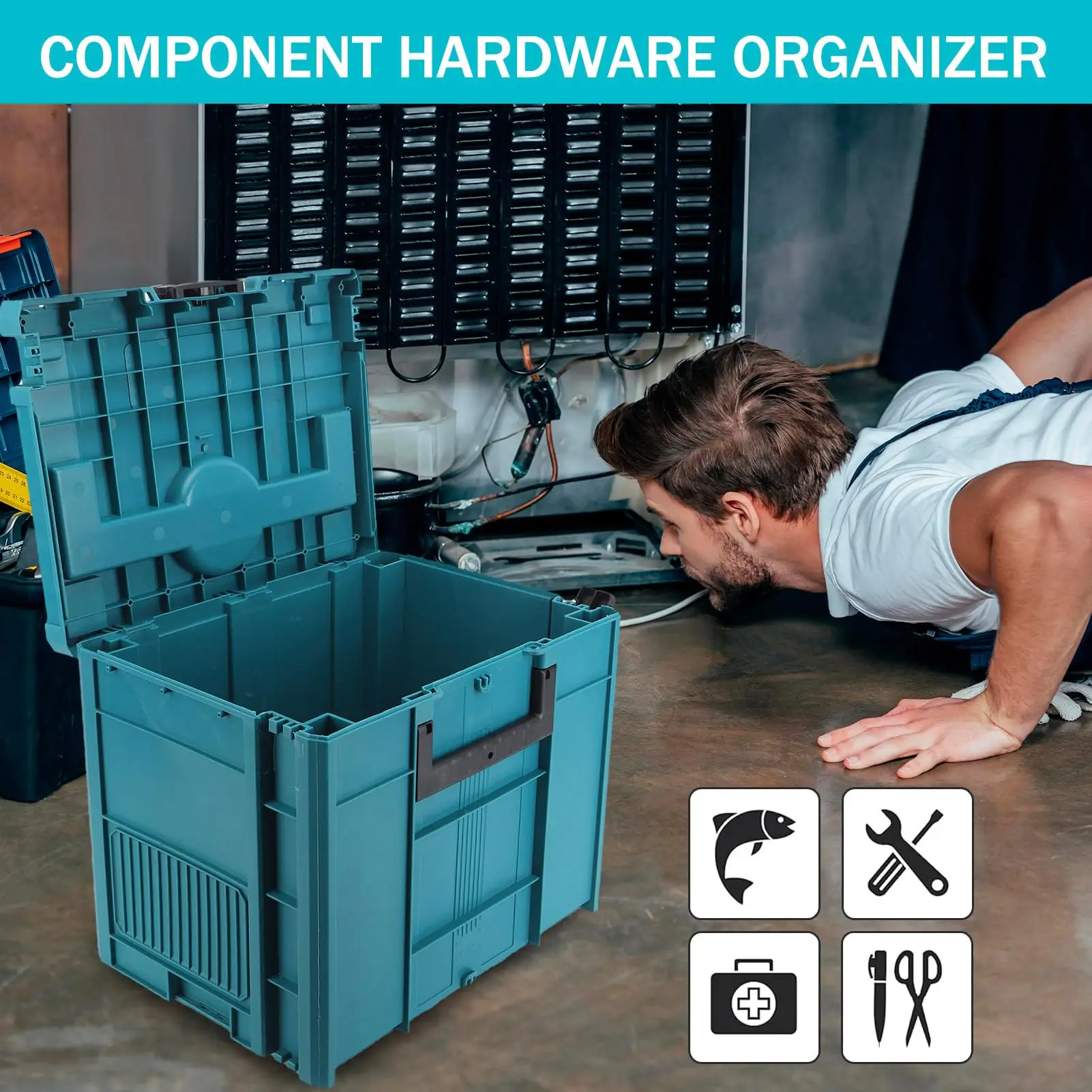 Durable Plastic Power Tool Storage Box–Foldable Parts Storage Box Hardware Tool Screw Box Household Toolbox Hardware Storage Box