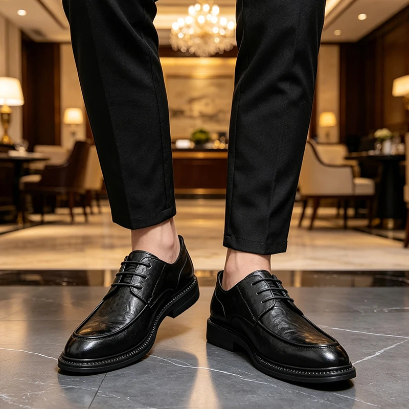 Retro Men Formal Shoes Casual Lace-up Business Office High-quality Fashionable Leather Shoes Gentleman Social Shoes Sizes 38-44