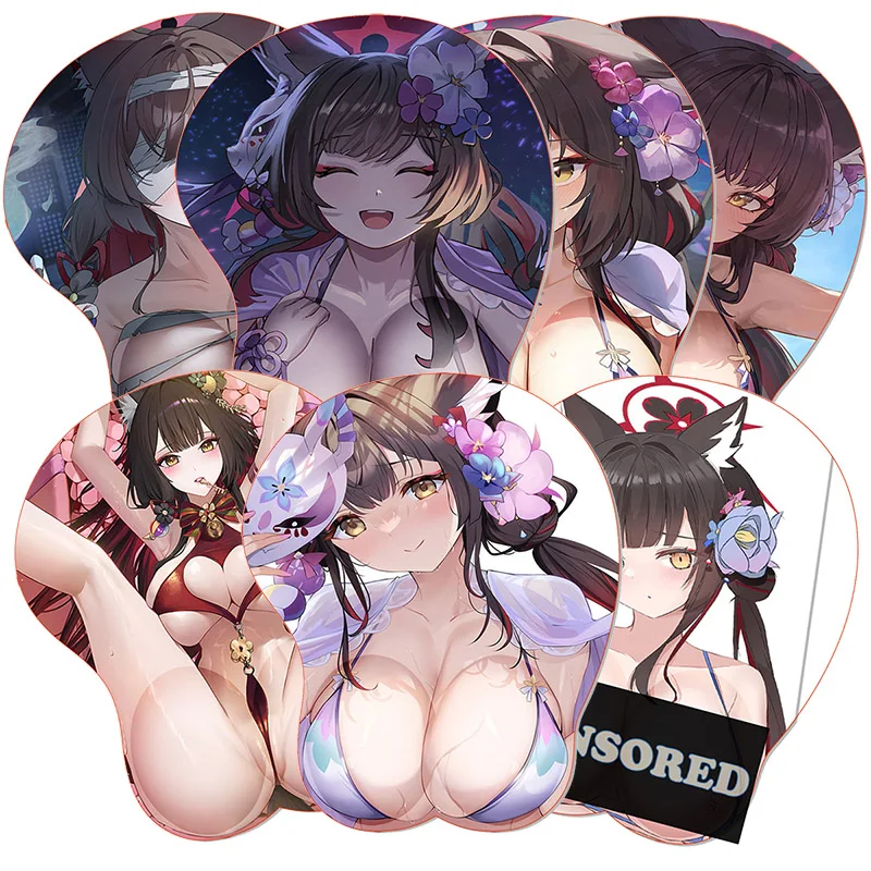 

Anime B_Blue A_Archive 3D Mouse Pad ACG Mousepad Silicone Sexy Wakamo Kosaka Boobs Wrist Support MousePad Office Titty Mouse Mat