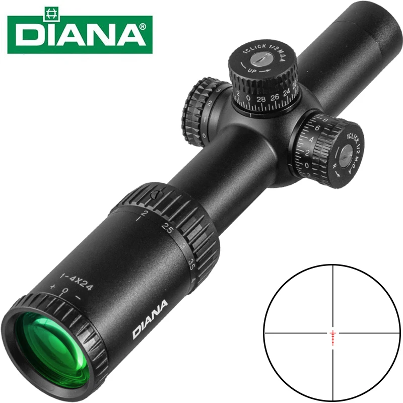 DIANA 1-4X24 Scope optical sight with target turret hunting sight cross sight tactical illuminated sight