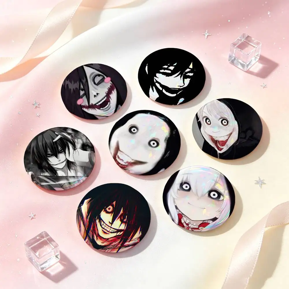 Creepy Urban Killer Jeff Badges 25 32 44 58 75 Mm Round Cosplay Pin Bag Decor Fans Collect Friends Gifts Brooch Souvenir