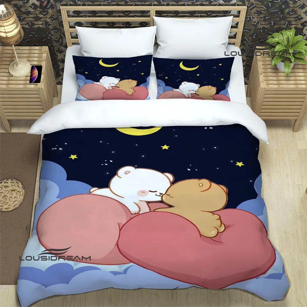 Imagem -05 - Urso Bonito dos Desenhos Animados Impresso Conjuntos de Cama Cama Exquisite Suprimentos Capa de Edredão Consolador de Luxo Presente de Aniversário