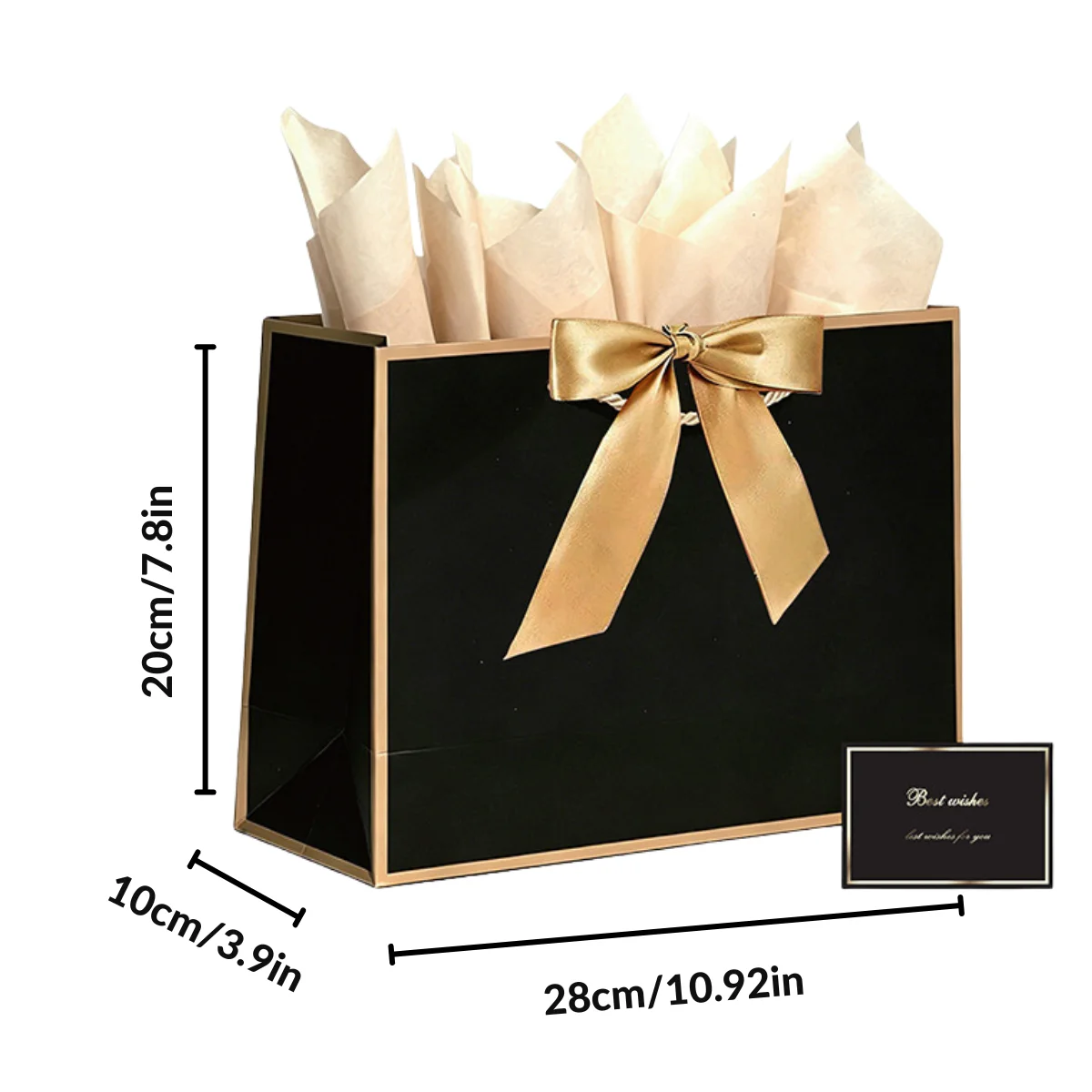 Large Elegant Black Gold Gift Bag, Handheld Shopping Bag Suitable for Girls, Women's Birthdays, Valentine's Day, Thanksgiving, view 6