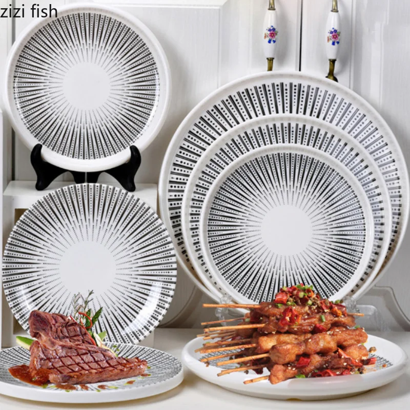 Melamine Tableware Set Round Dinner Plate Western Plate Steak Plates Serving Plates Fruit Salad Bowl Dessert Bowl Snack Tray