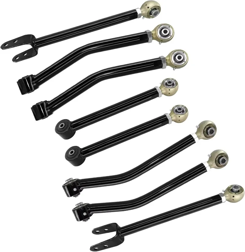 Frenzybro 8pcs Adjustable Rear Upper Loer Control Arms Kit Replacement for Jeep 2007-2017 JK 2018 0-6 Lift