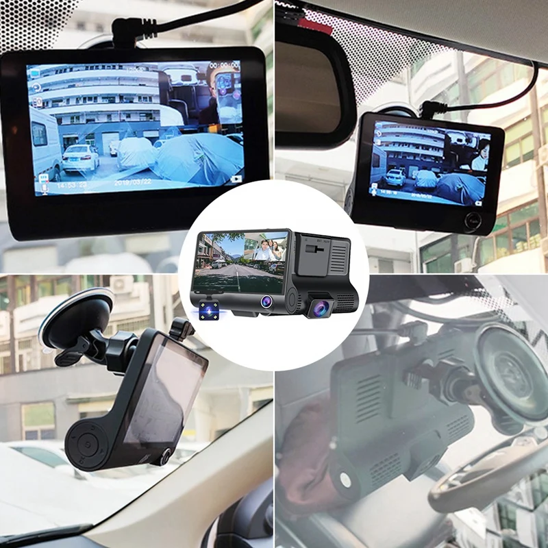 4 Inch Touch Screen Car DVR 1080P Dash Cam Front Inside Camera Night Vision Loop Recording G-Sensor