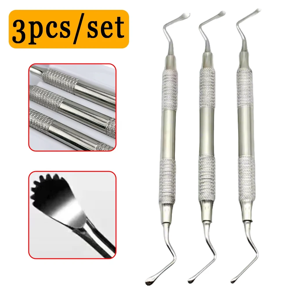 

3 Pcs Dental Curette Set for Teeth Cleaning Periodontal Care Jagged Scaler Gracey Bone Curette Tools Dental Instruments
