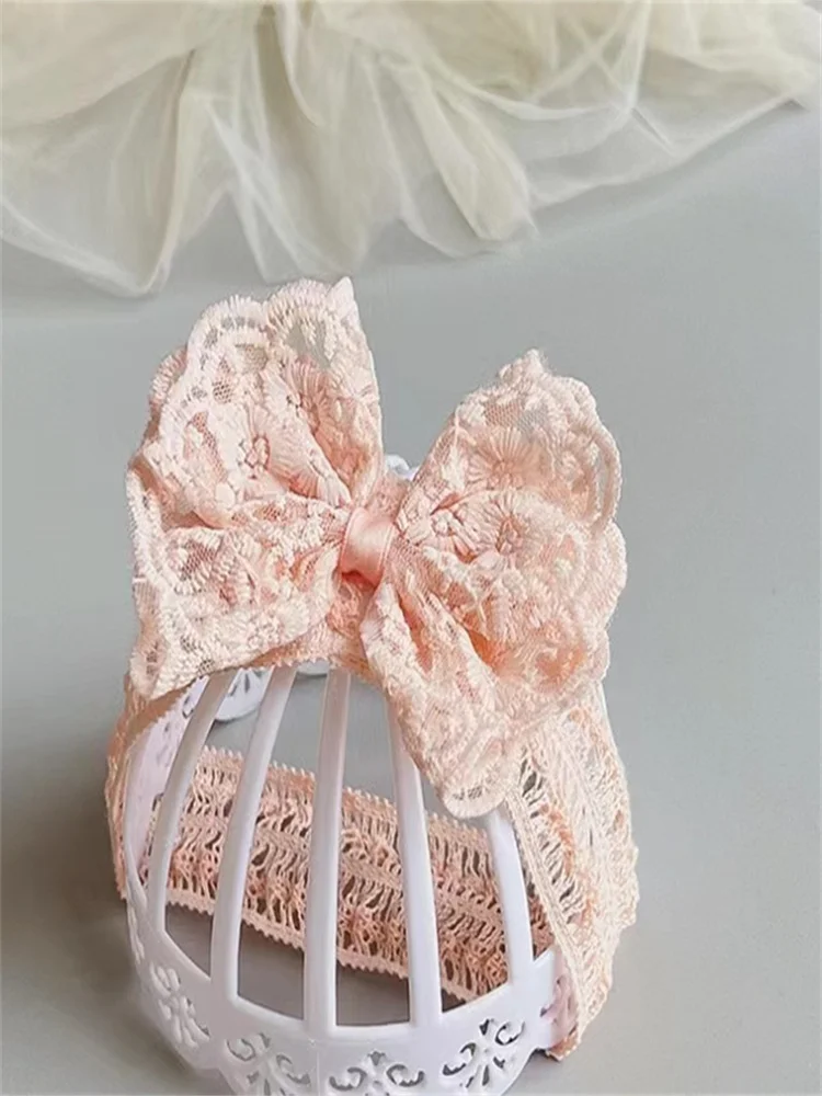 Korean Princess Lace Bow Headband Baby Full Moon Banquet Headband Baby Comfortable Elastic Hair Accessory Gift