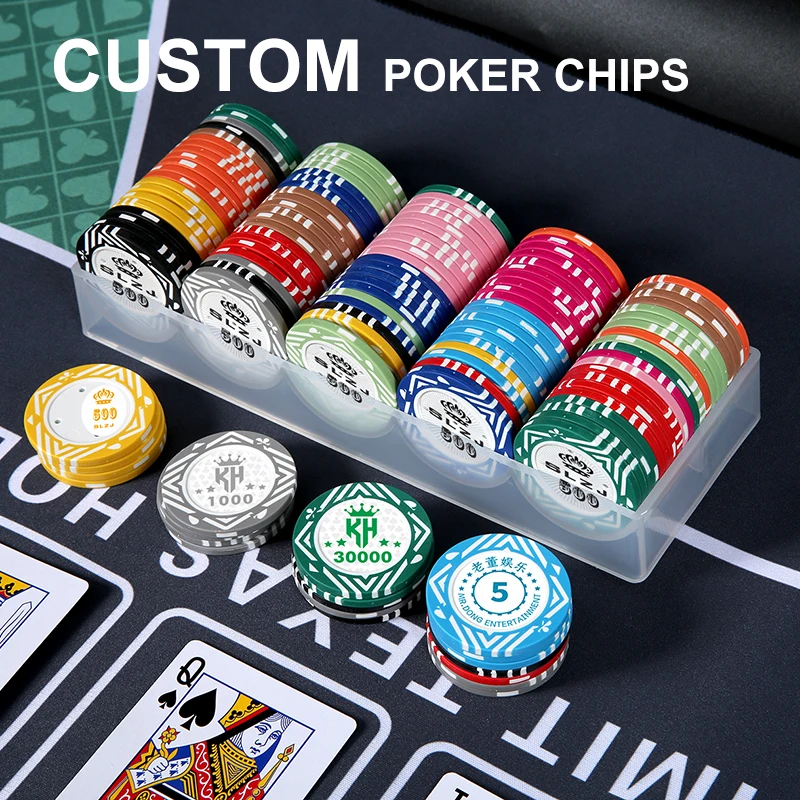 200 PCS Customize ABS/CLAY Poker Chips with Personalized Text Logo Image or Design Plastic Chips Plastic token for Casino Game